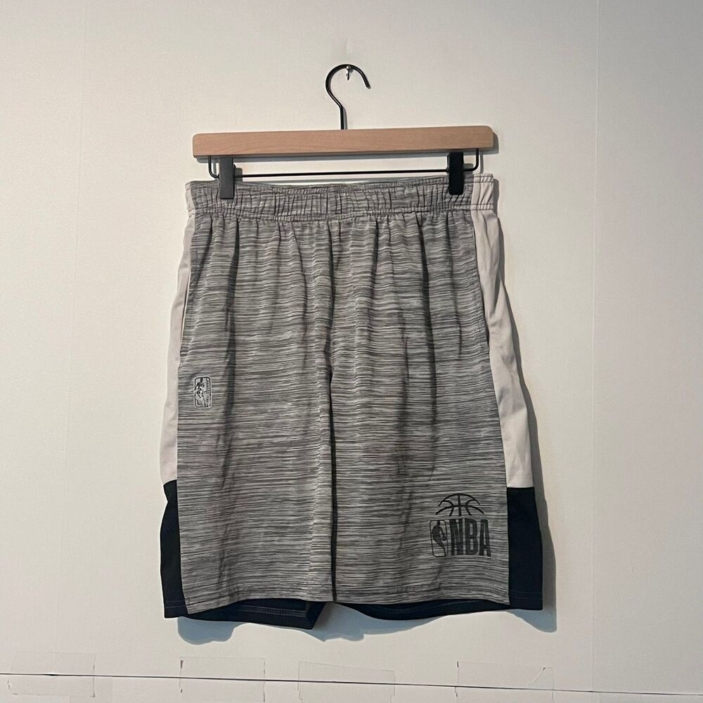 Vintage NBA Mens Athletic Shorts Size S Grey Black Athletic Stretch Embroidered